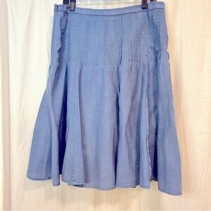 Boden Blue Pleated A-Line, Linen Flippy Skirt, size 14L